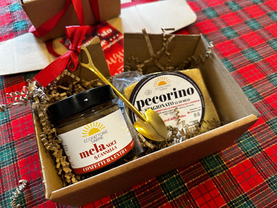 Tiny Box, Pecorino stagionato, formaggio con confettura, regalo di Natale